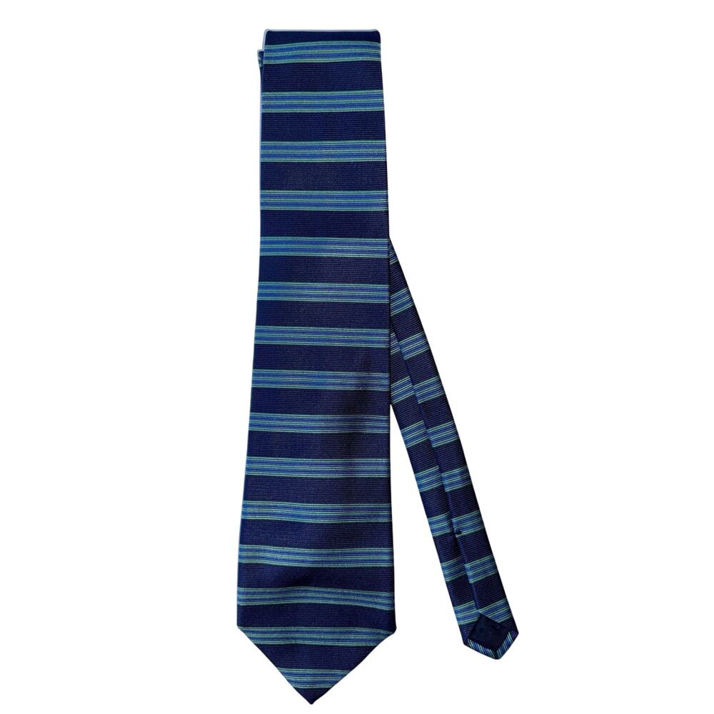 Brooks Brothers 100% Silk Green & Blue Horizontal Stripe Tie